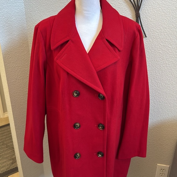 Anne Klein Red Double-Breasted Peacoat - Picture 4 of 12